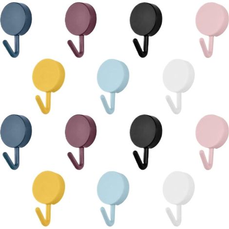 Crochet Adhésif Mural, 14 Pièces Petites Colorés Crochets Muraux Sans Percer ni clous, Pour Accroche Salle de Bain, Cuisine, Plafond, Accrocher, Mural, Porte, Peignoirs, Porte Serviette (1/5)