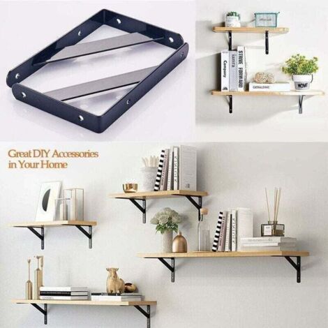 Equerres Etageres Murale, 6 Packs Supports querre D'tagre Fixation, 15 x9.5 CM Cadre Flottant de Supports Triangulaires de 90 Degrs en Mtal Charge Lourde, Noir,support etagere murale--TRIMEC (1/4)