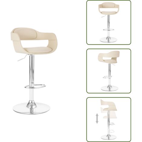 Tabouret de bar Blanc Similicuir - Chaise De Bar - Tabouret De Bar - Chaise De Comptoir - Meuble De Salle À Manger - Mobilier Intérieur (1/5)