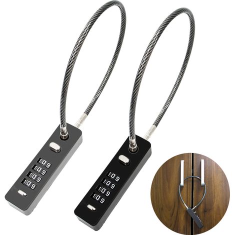 Cadenas à combinaison à 4 chiffres, 2 pièces, avec câble en acier de 300mm, câble antivol avec Code réinitialisable pour vélos, casiers (1/5)