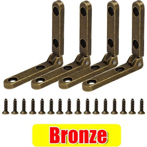 (Bronze - Lot de 2 - (Avec vis)) Charnière en alliage de zinc pour boîtier en bois avec vis, charnière pliante pour boîte à bijoux, charnière pour tiroir de meuble, quincaillerie et outils avec vis (1/5)