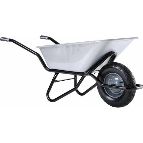 Haemmerlin – Brouette de jardin galvanisée 120 litres – Charge maximale 200 kg – Roues gonflables Ø 400 mm – Ergonomie optimisée pour chantiers