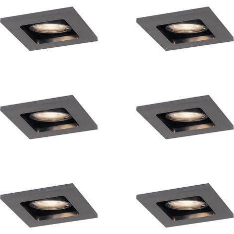 QAZQA Set de 6 focos empotrables modernos color bronce de cañón GU10 50mm redondos orientables - Qure Aluminio Adecuado para LED Max. 1 x 10 Watt