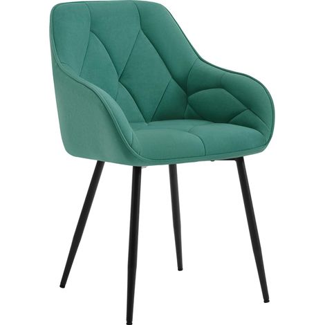 Woltu – Chaise de salle à manger en velours et métal – Chaise ergonomique pour bureau, salon, coiffeuse – Dimensions 56x53x83.5cm – Vert turc