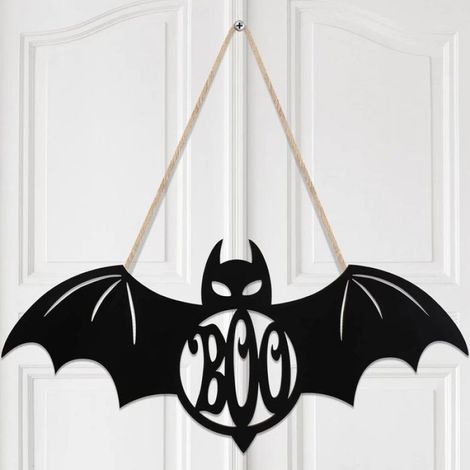 Panneau Chauve-souris - Décoration Porte Halloween - Plaque Suspendue en Bois - Intérieur et Jardin - 1 Pièce (1/4)
