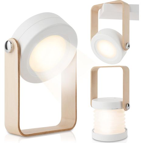 Lampe Lanterne LED Eechargeable, 2000 mAh, Lumière Portative Multifonctionnelle à Intensité Variable, Lampe de Chevet pour Chambre à Coucher, Salon, Extérieur, Bureau, Camping (1/5)