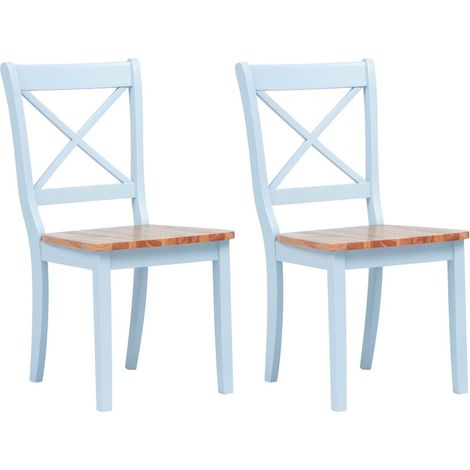 Chaise bois massif blanc et bois clair Aero - Lot de 2 (1/5)