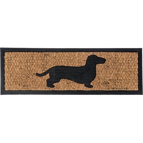 HOMESCAPES Fußmatte Hund, Gummi & Kokosfaser, 75cm x 25cm