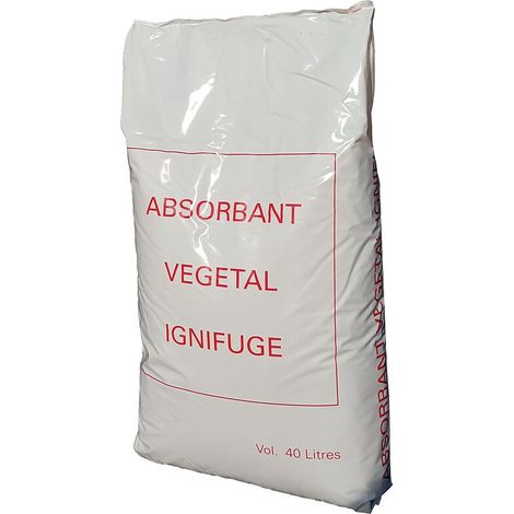 Absorbant végétal ignifugé 40 litres – Biodégradable 99 % – Absorption eau 420 % – Absorption gasoil 350 % – Conforme norme NFP 98-190 - VEGESORB70 (1/3)