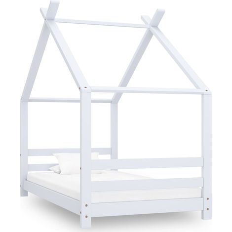 Lit simple pour enfant - Cadre de lit Blanc Bois de pin massif 80x160 cm BV396736 - BonneVie (1/5)
