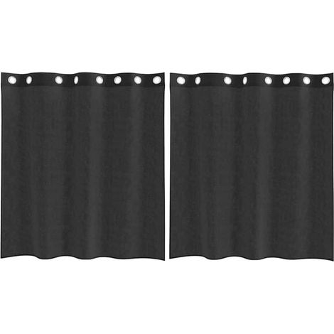 Rideaux noirs transparents à œillets, deux pièces, 140 x 140 cm (1/5)