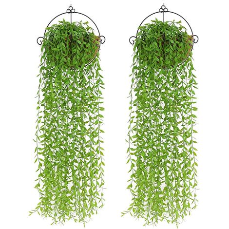 MINKUROW 2 Piezas Planta Artificial Colgante, Plantas Artificiales De 95 Cm Hojas De Sauce De Hiedra Plantas De Plástico, Decoración De Plantas De Vid Colgantes Para Jardín De Bodas-A (1/5)