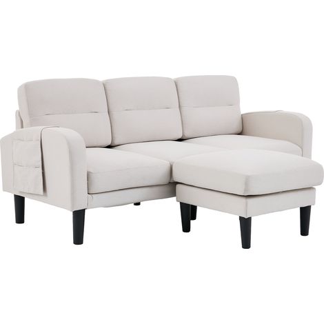 Sofá esquinero en L de 3 plazas con chaise longue 204 x 136 x 80 cm beige (1/5)