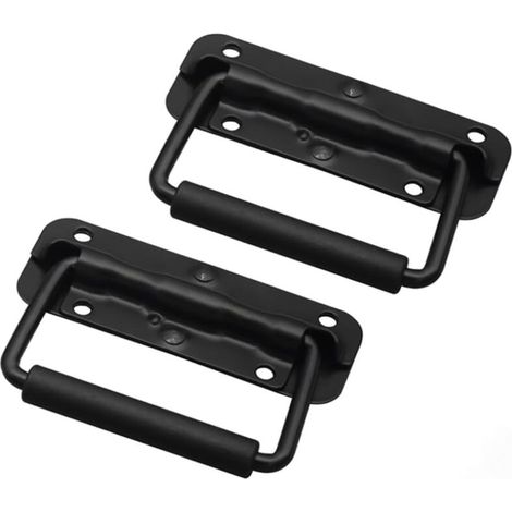 Maniglia pieghevole per cassetta a molla, maniglia per cassetta da trasporto, 110 mm/4,33", nera, due pezzi (1/5)