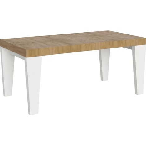 Table extensible chêne naturel et pieds bois blanc 6 à 20 places Kristo 180 à 440cm-Pied et support sur roulettes (1/5)