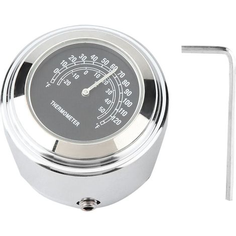 Termometro per moto, indicatore di temperatura da manubrio, misuratore di montaggio in acciaio inox da 22-25 mm per veicoli con manubrio. (1/5)