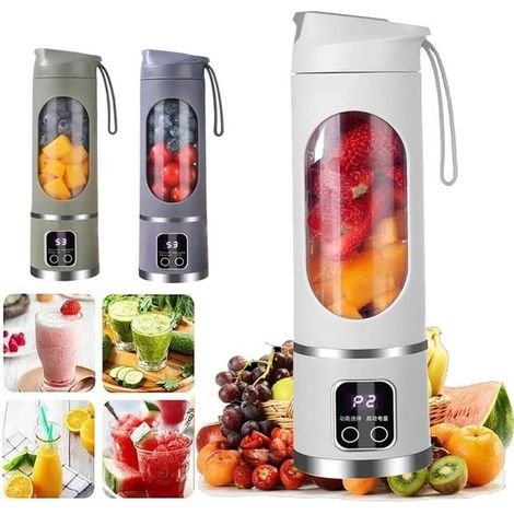 Minibatidora de 450 ml – Batidora portátil – Recargable por USB – Para el gimnasio, el trabajo y para llevar – Frutas y verduras (1/5)