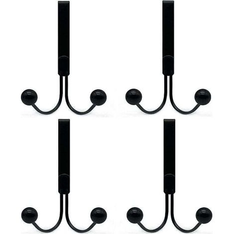Patère de salle de bain Lot de 4 crochets de porte compatibles avec les vêtements, crochets de porte en métal 2 crochets (1/4)