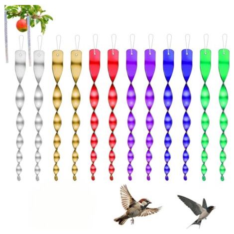 BUNTHAUS 12 Pcs Répulsif Oiseaux Reflechissants,Repulsif Pigeon, 30cm Effaroucheur Oiseaux 360 Degrés Spirale Réfléchissante pour Jardin, Balcon, etc. 6 Couleurs (1/2)