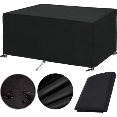 420D housse Salon de Jardin 200x100x75cm Protection Bache Table de Jardin Mobilier Extérieur Imperméable Coupe-Vent Anti-UV Résistant Au Froid Housse de Meuble Tissu Oxford (1/5)