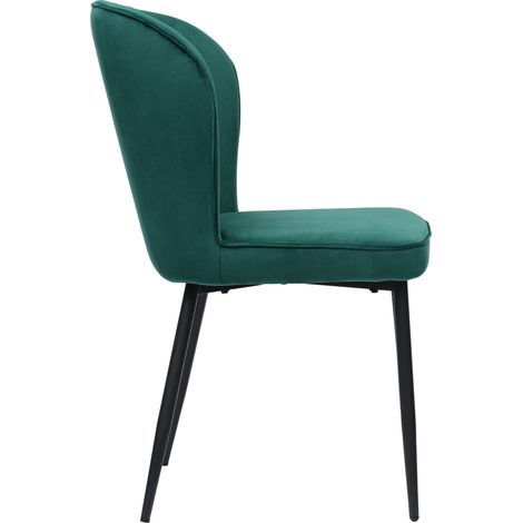 Set di 6 sedie da pranzo imbottite in velluto verde scuro con schienale e gambe in metallo MODENUIT (1/5)