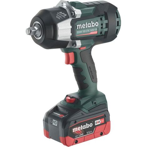 Metabo SSW 18 LTX 1450 BL llave de impacto sin cable 18 V 1450 Nm ( 602401660 ) sin escobillas + 2x batería recargable 5,5 Ah + cargador + metaBOX