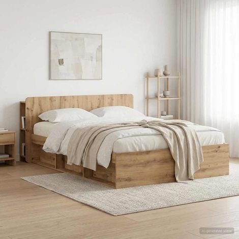 vidaXL Cabinet de Tête de Lit Chêne artisanal 160 cm Bois d'ingénierie (1/5)