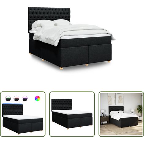 Matelas à ressorts ensachés - Sommier à lattes de lit avec matelas Noir 140x200 cm Tissu (1/5)