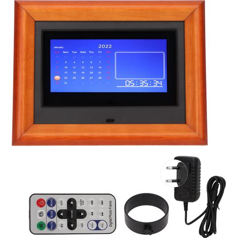 Cadre Photo Numérique 7 Pouces 800x480 avec Télécommande, Minuterie, Haut‑parleur, pour Maison, 100‑240V, Noir, Prise EU (1/5)