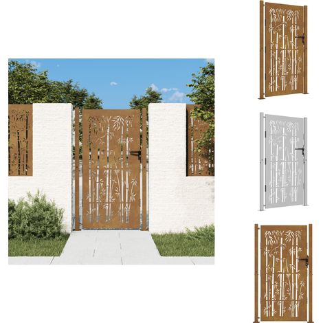 Gartentor 105x205 cm Cortenstahl Bambus-Design - Cortenstahl Tor - Gartentor - Metalltor - Zaun - Einfahrtstor (1/5)