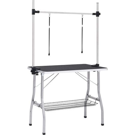 Klappbarer Hundepflegetisch für Hunde und Katzen, höhenverstellbar, 90 x 60 x 76 cm, Schwarz, OKWISH (1/4)