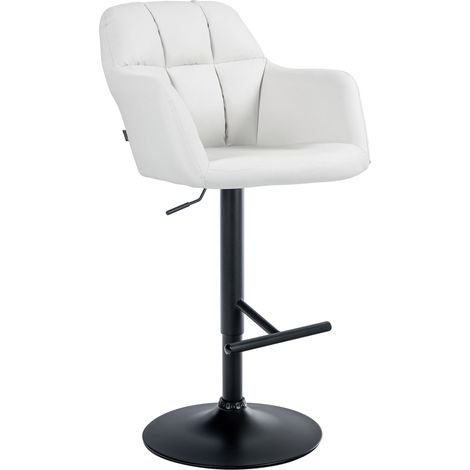 Sgabello da bar seggiolone x1 Funzione di rotazione a 360° in PVC bianco con cuciture decorative base in metallo nero 100005261