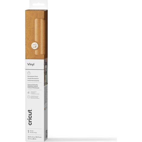 rouleau vinyle adhésif permanent, 30.5cm x 1.2m, or métallisé, idéal pour personnaliser mugs, carnets, décoration intérieure et projets DIY - compatible avec toutes les machines