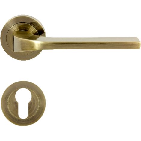 DOMINO Poignée de porte TIPO R M3 PZ Poignée avec plaque PZ pour cylindre profilé Bronze (1/5)