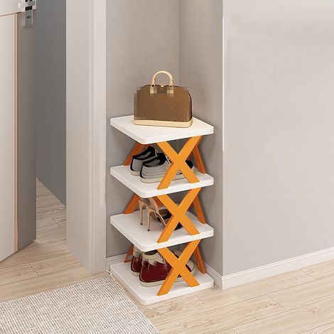 Étagère à chaussures étroite, support de rangement vertical pour chaussures, étagère à chaussures multifonctionnelle pour entrée, chambre à coucher, salon (couleur : orange) (1/4)