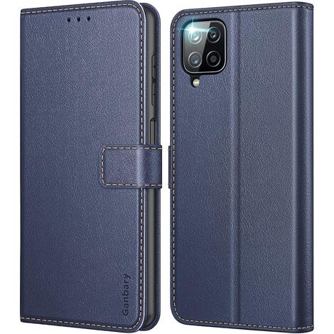 Samsung Galaxy A12/M12 Handyhülle Leder Flipcase Blau Standfunktion (1/5)