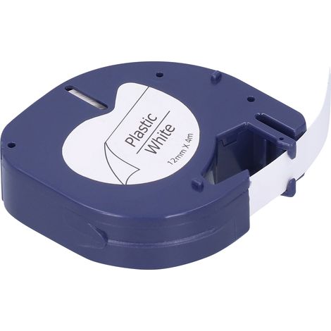 Ruban d'impression LETRATAG 12mm, 4m pour étiquettes noires sur blanc, consommable machine à étiqueter DYMO. (1/5)