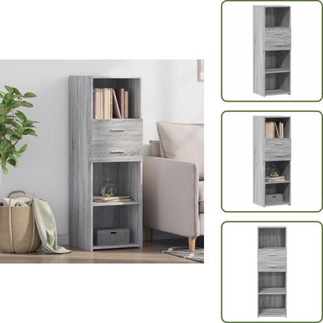 The Living Store Highboard Grau Sonoma 40x42,5x124 cm Holzwerkstoff - Sideboard - Hochboard - Wohnzimmermöbel - Grau - Holzwerkstoff (1/5)