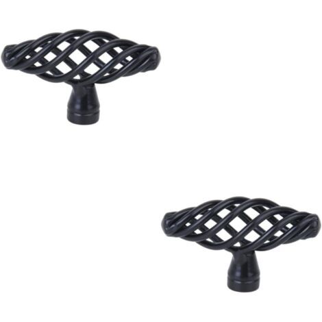 PA 2er-Pack Schrankgriffe, schwarze Schrankknöpfe, Schrankgriffe, Schrankgriffe, schwarze Knöpfe, Spiralkäfigknauf, Schrankgriff, Küchenschrank-Türgriff (74 x 36 mm) (1/4)