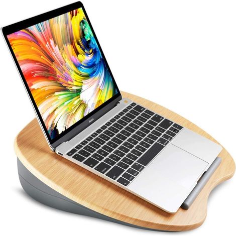 Support Pour Ordinateur Portable , Bureau De Genou Avec Trou De CâBle Et Bande AntidéRapante , Pour Pc , Tablette Jusqu'à 15 , 6" (1/4)