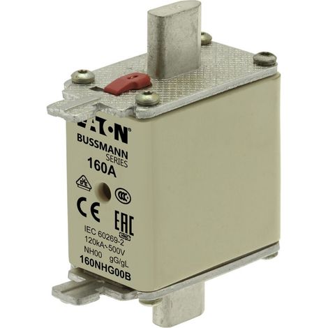 Eaton Cartuccia fusibile, bassa tensione, 160 A, CA 500 V, NH00, gL/gG, IEC, doppio segnalatore, 160NHG00B