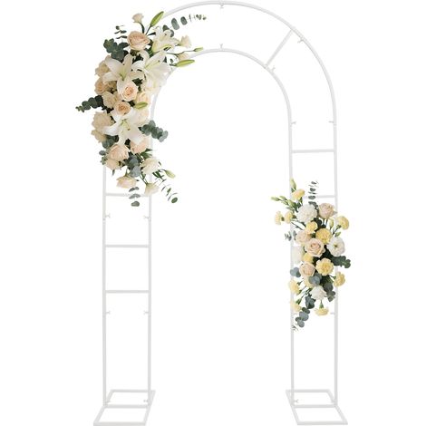 Arche de mariage métallique blanche, treillis de jardin pour plantes grimpantes, support d'arche de fond pour mariage, fêtes, cérémonie et événement, 131x219 cm (1/5)