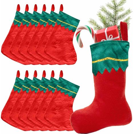 Chaussettes de Noel, 12 Pièces Grand Bas de Noël, Christmas Stockings,Chaussette de Noel pour Noel Décoration Cheminée Sapin Sac de Bonbons (1/4)