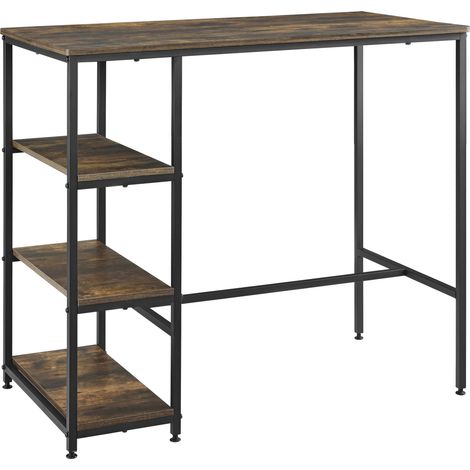 Bartisch Växjö 100x109x60cm Dunkler Holzton en.casa