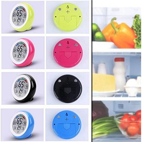 Thermomètre-hygromètre intérieur/extérieur, appareil électronique sans fil avec écran tactile, pour la maison, la chambre, le bureau et la salle de bain, bleu. (1/2)