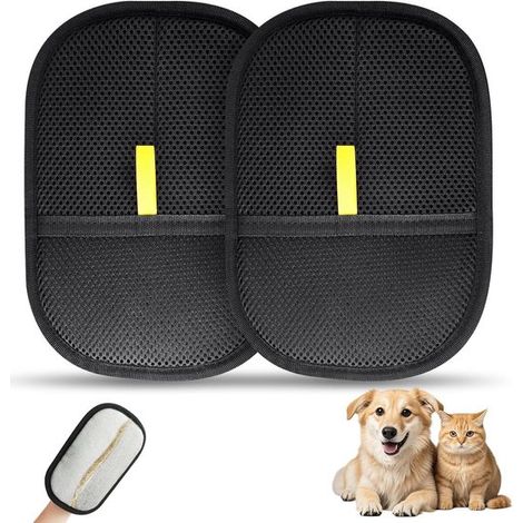 Guantes para eliminar el pelo de mascotas, 2 unidades, antiestáticos y eficaces para gatos y perros, ideales para ropa, sofás y alfombras (1/5)