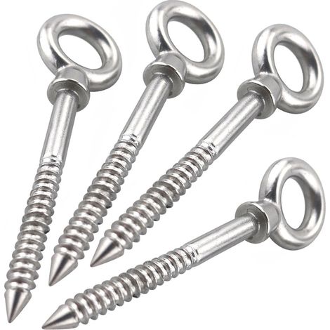 Boulons à œil, capacité de charge 650 lb, lot de 4 boulons à œil M8 en acier inoxydable 316 pour la suspension de hamacs, de chaises berçantes et de systèmes de suspension robustes. (1/5)
