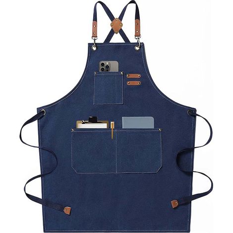 Robuste Arbeitsschürze aus Canvas für Herren mit 3 Taschen, verstellbar – für Küche, Grill, Schweißen und Werkstatt
