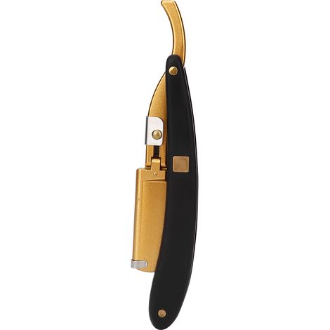 Porte-lame de rasoir vintage homme, couteau à raser pliant doré pour barbier, outil d'épilation (1/5)