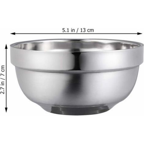 Bol d'isolation en acier inoxydable double paroi 13 cm bol à soupe bol à riz bol familial (2 pièces) (1/4)